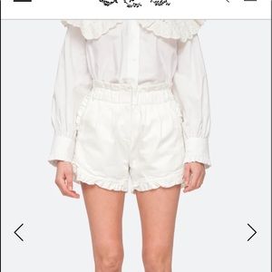 Sea New York Doris White Ruffle Shorts